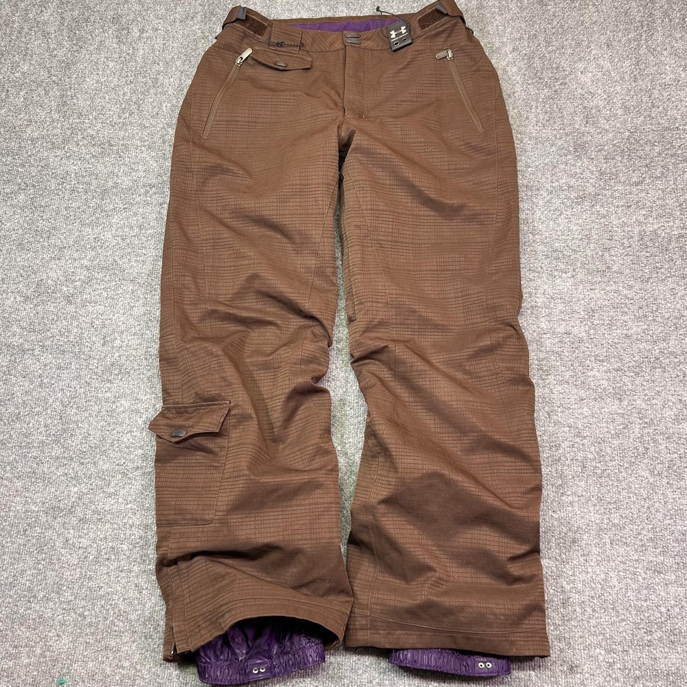 Under Armour Snow Pants Womens M Brown Insulated Ski Snowboard Warm Pockets